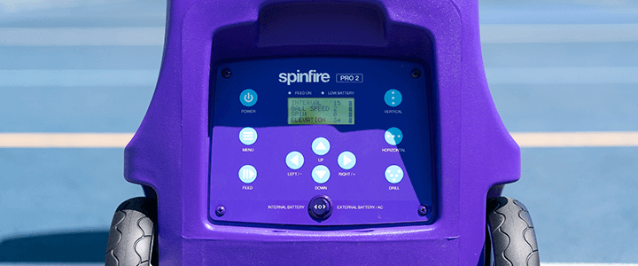 The control panel, including buttons and LCD display, for the Spinfire Pro 2