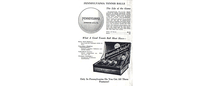 An Old Advertisement for Hermetically Sealed Pennsylvania Tennis Balls