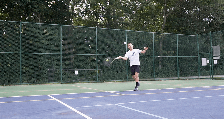 Hitting a Forehand Wearing the Asics Gel Resolution