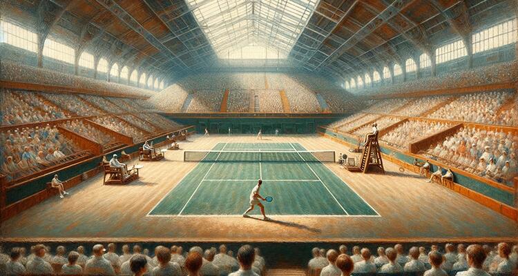An Indoor Match On A Carpet Court With Packed Stadium Seating And Windows Letting Sunlight In